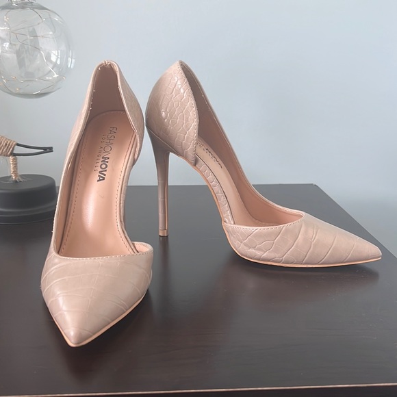 Fashion Nova Shoes - Fashion Nova Nude Pointed Toe Cut-Out Stilettos